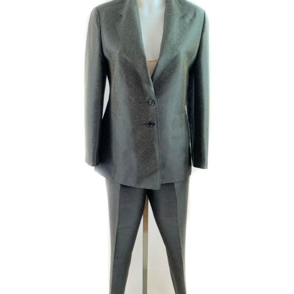STRENESSE Midnight Blue/Taupe Silk-Blend Pant Suit - Picture 1 of 8